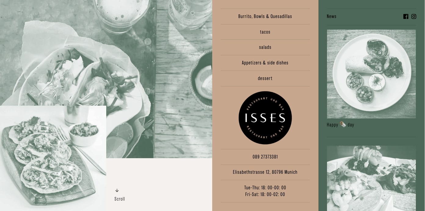 Isses restaurant homepage