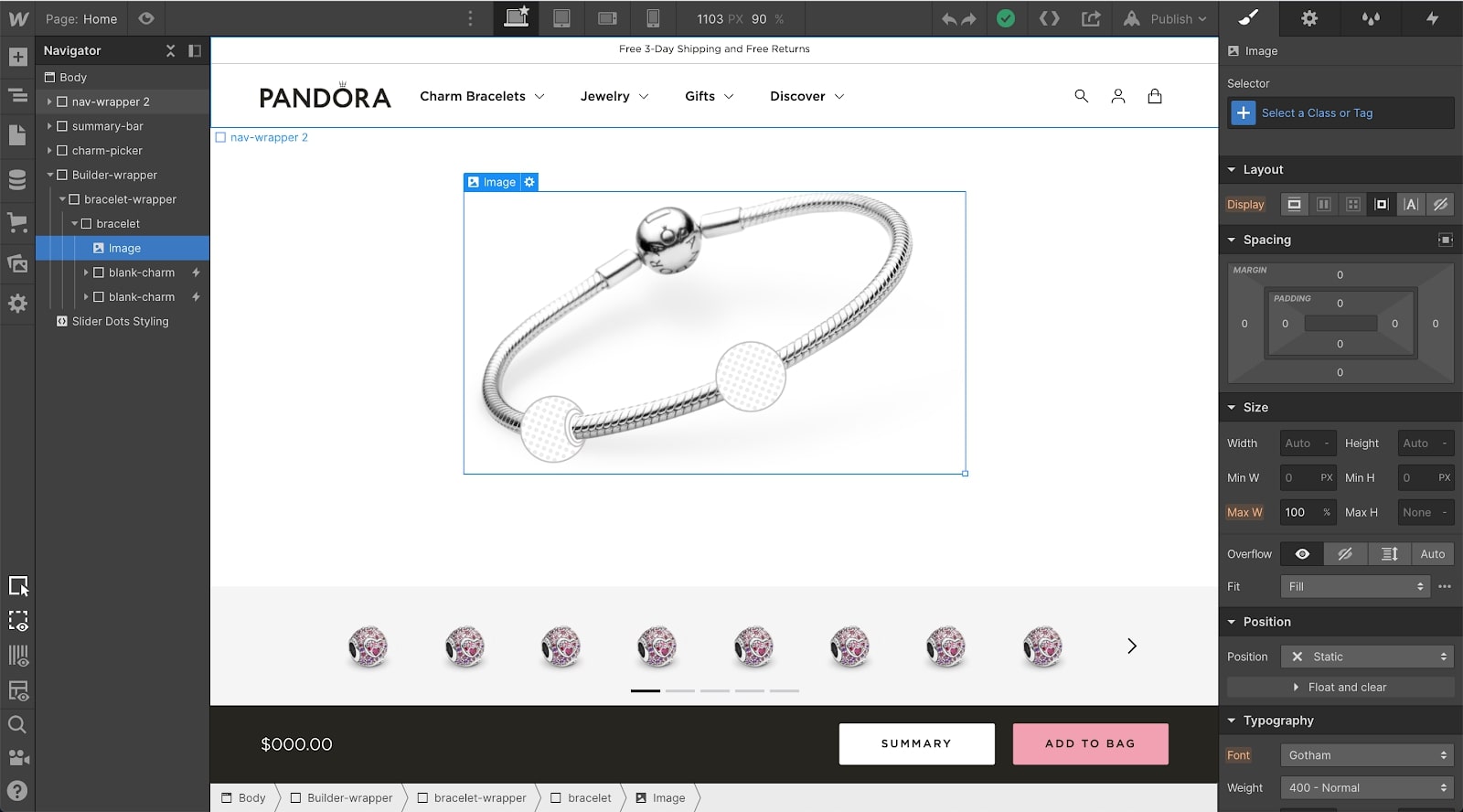 webflow designer image in wrapper