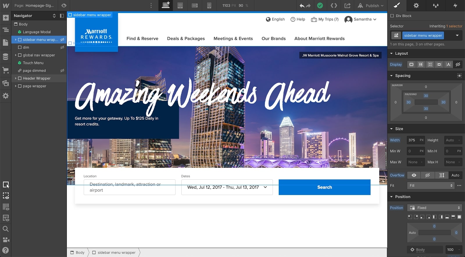 webflow designer environment