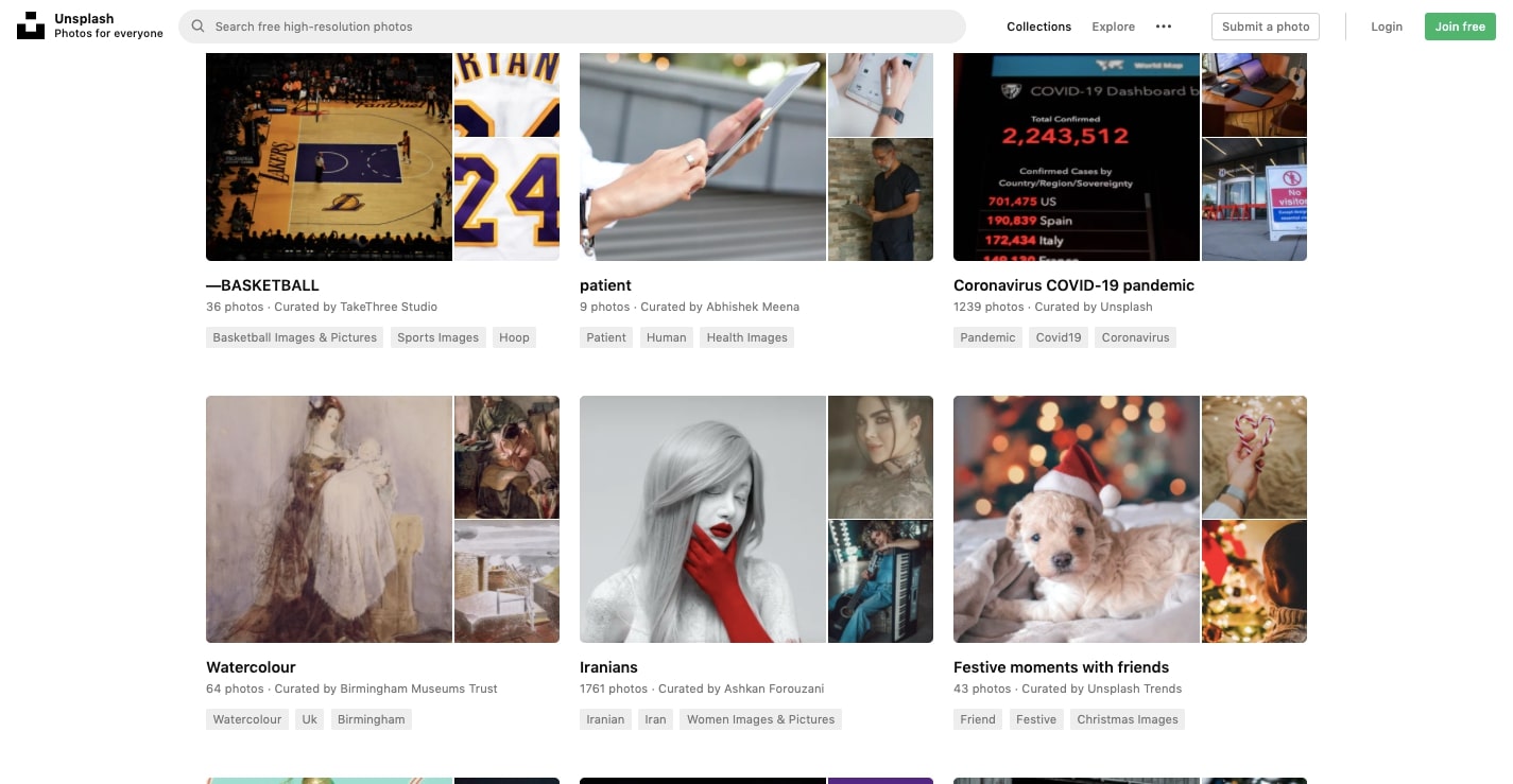 unsplash collections
