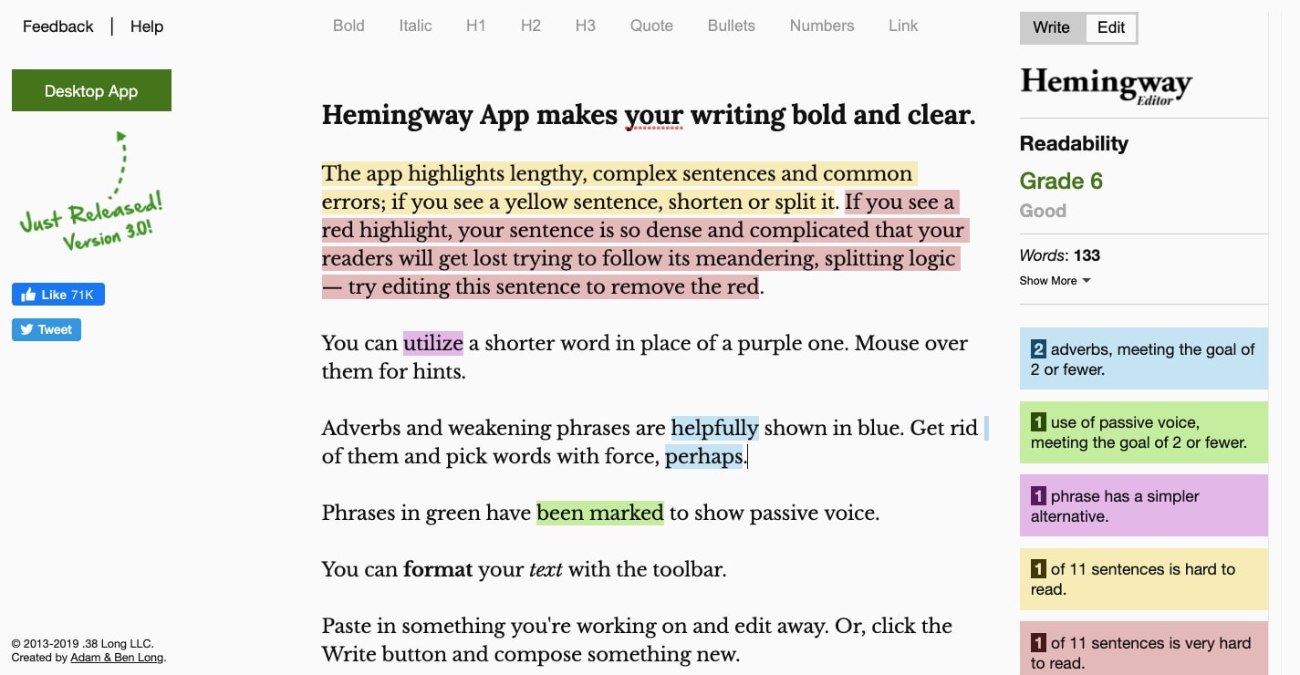 hemingway app