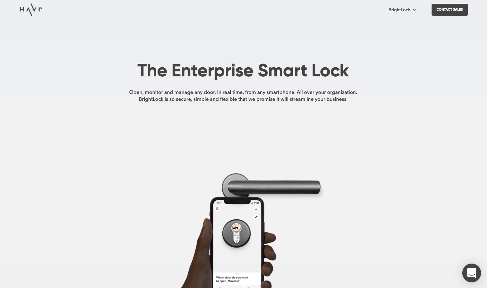 brightlock's landing page