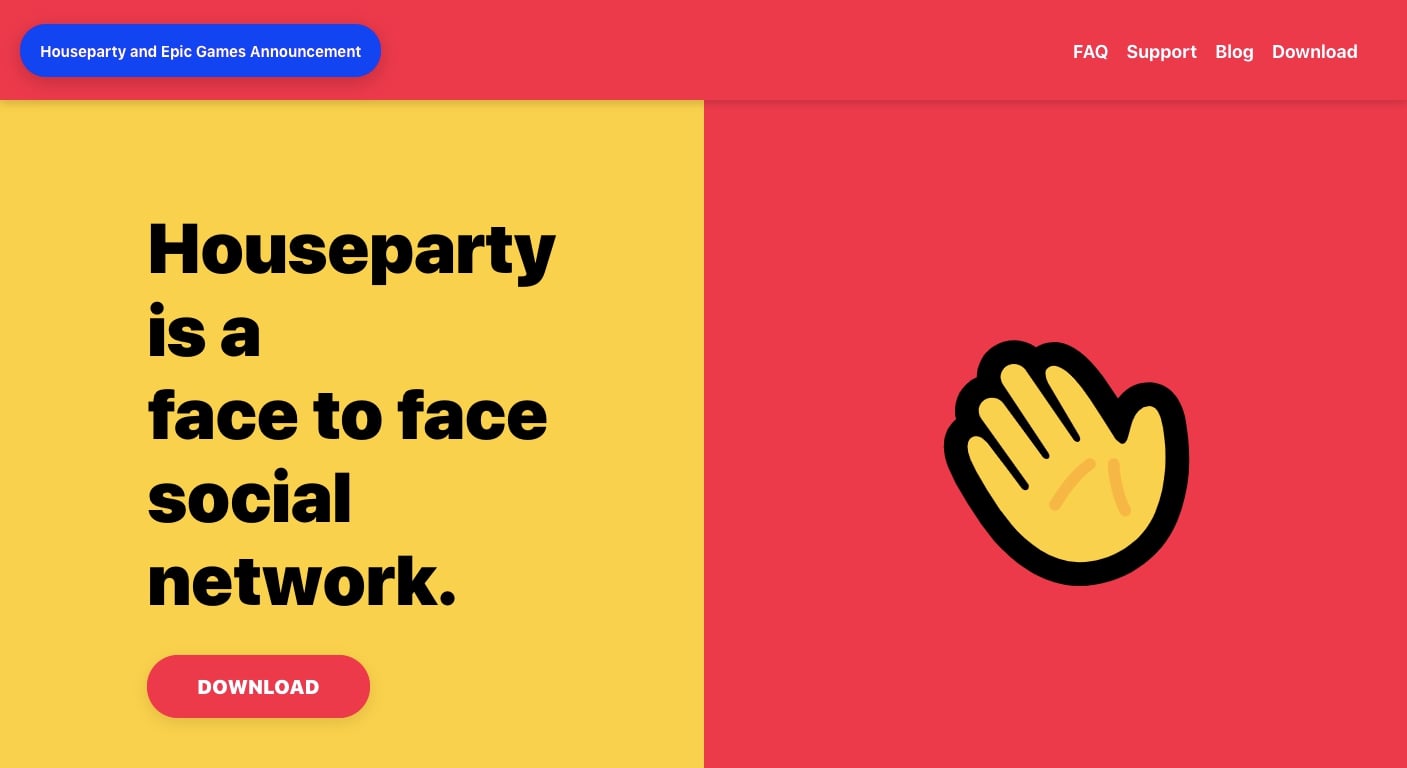 houseparty's landing page