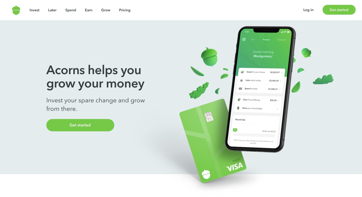 acorns landing page