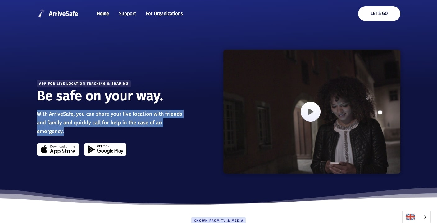 arrivesafe landing page