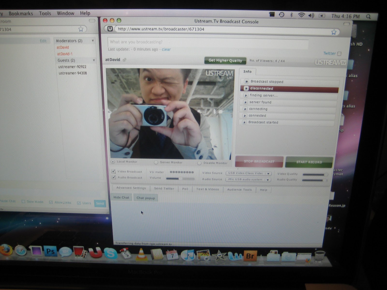 David screenshot ustream