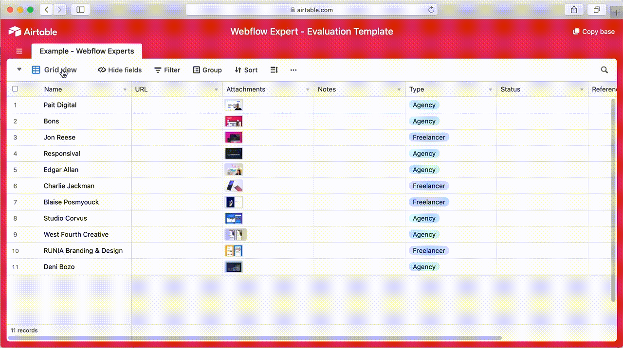 webflow expert evaluation template gif