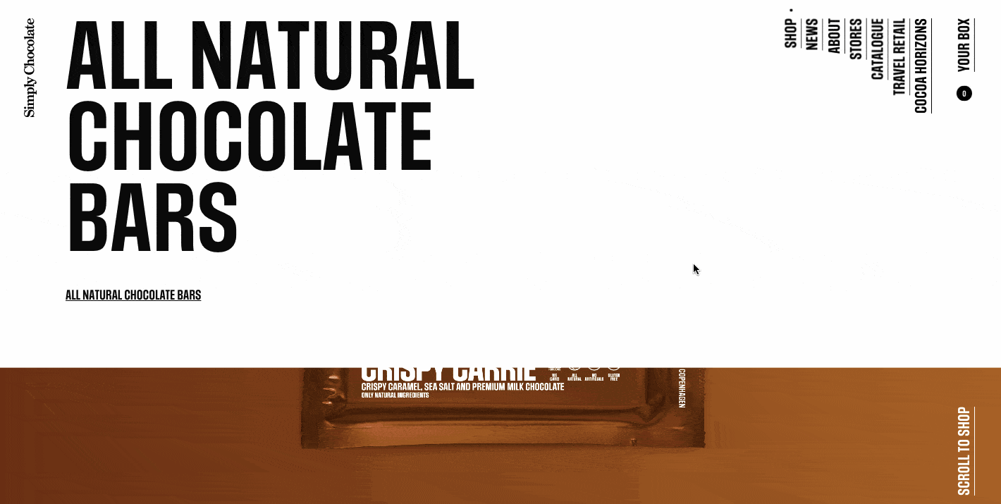 gif of simply chocolates homepage