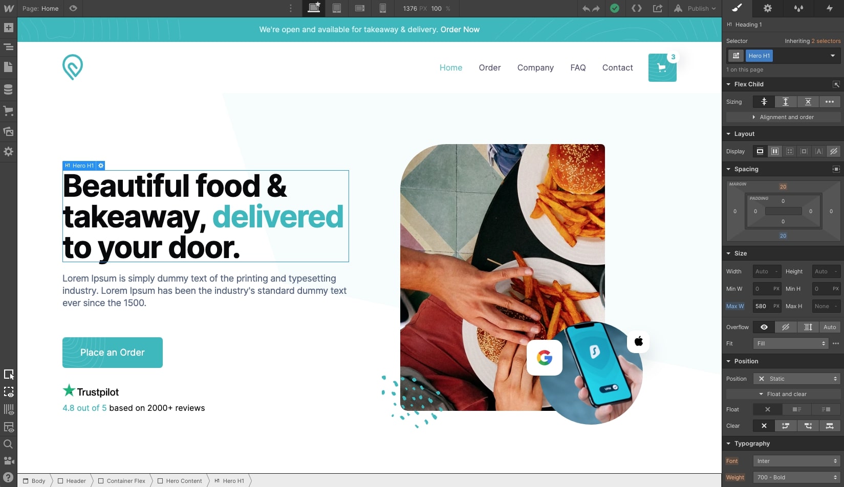 webflow designer ui