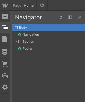 webflow designer navigator