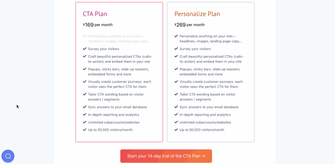 rightmessage pricing page