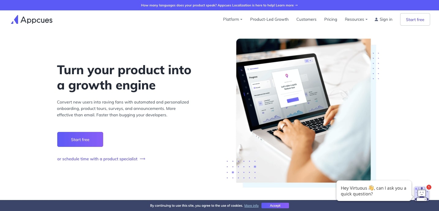 appcues hero section