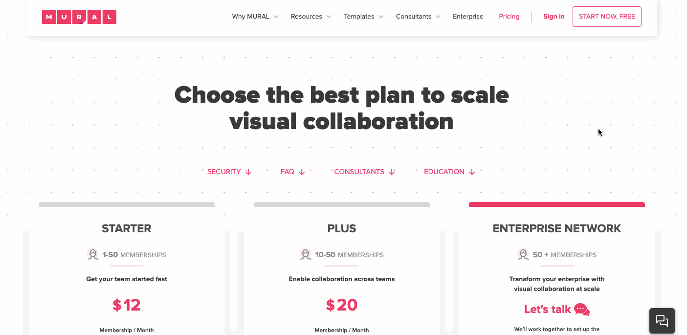 MURAL pricing page