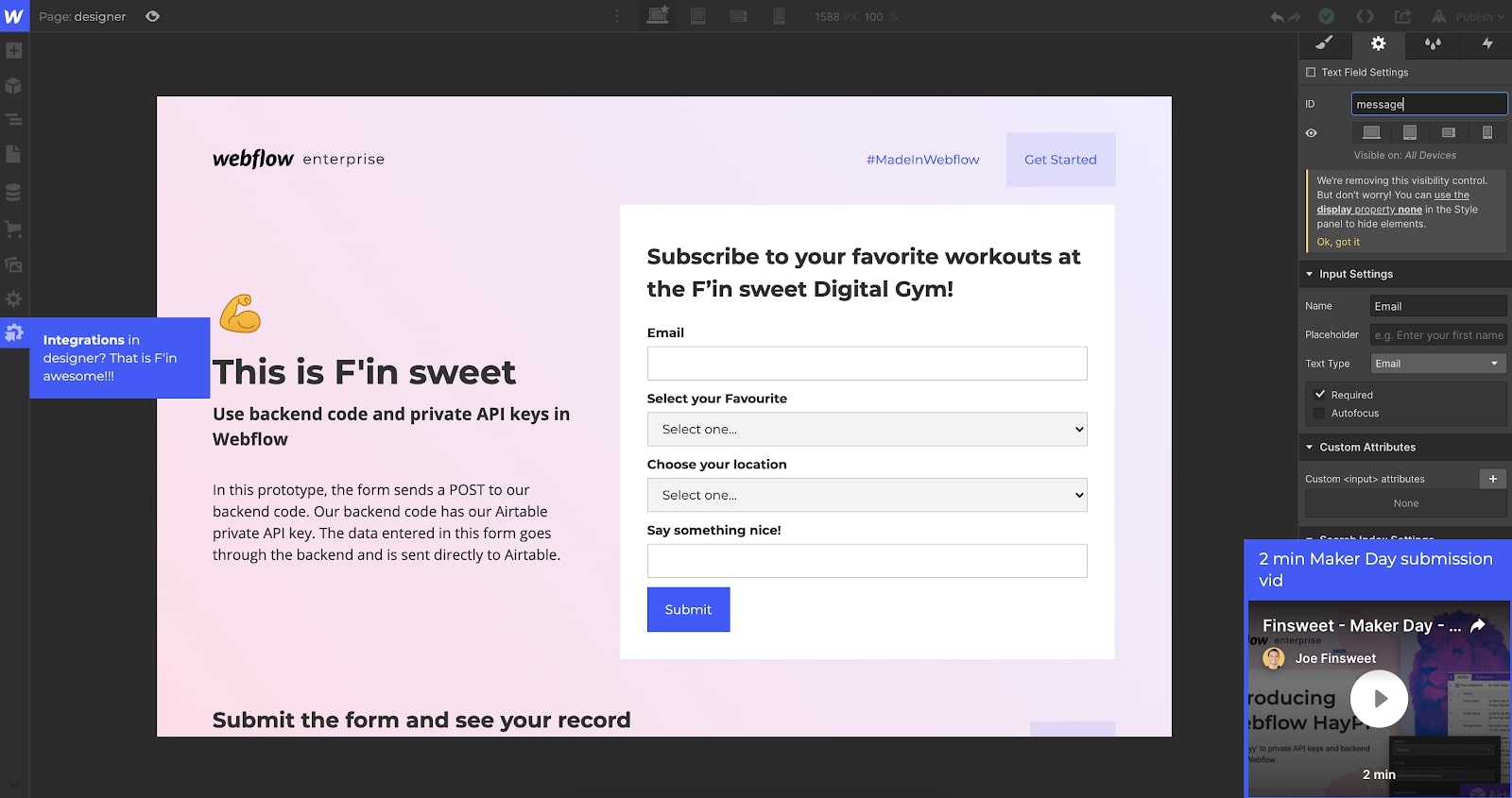 finsweet enterprise project