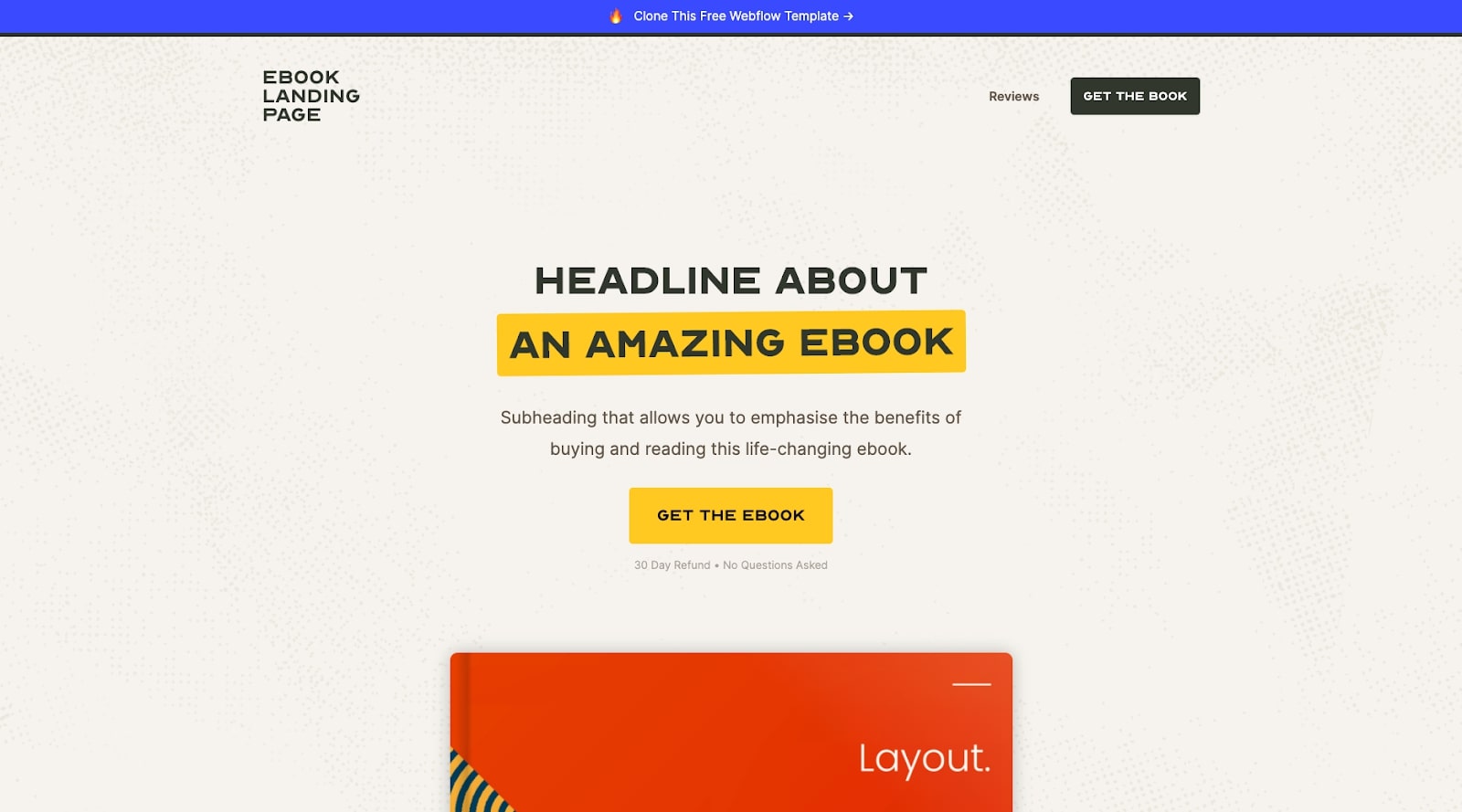 ebook landing page website
