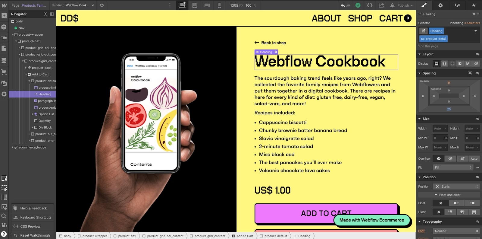 product template page