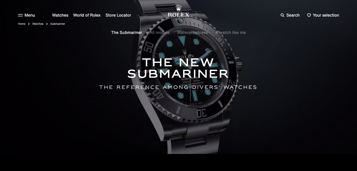 rolex website's user experience