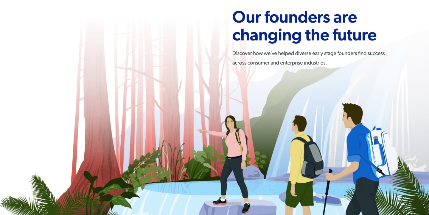 illustration of people hiking