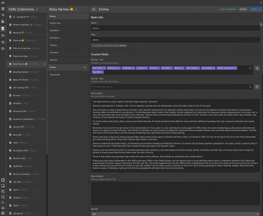 gif of webflow cms collection