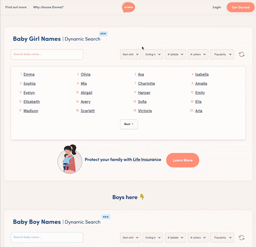 gif of dynamic search experience