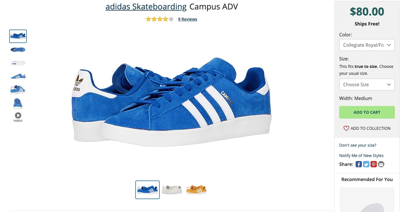 zappos product page