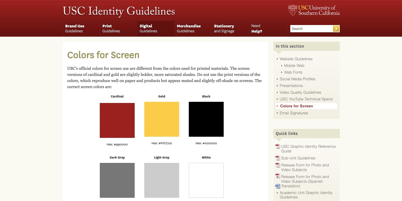 USC's identity guidelines