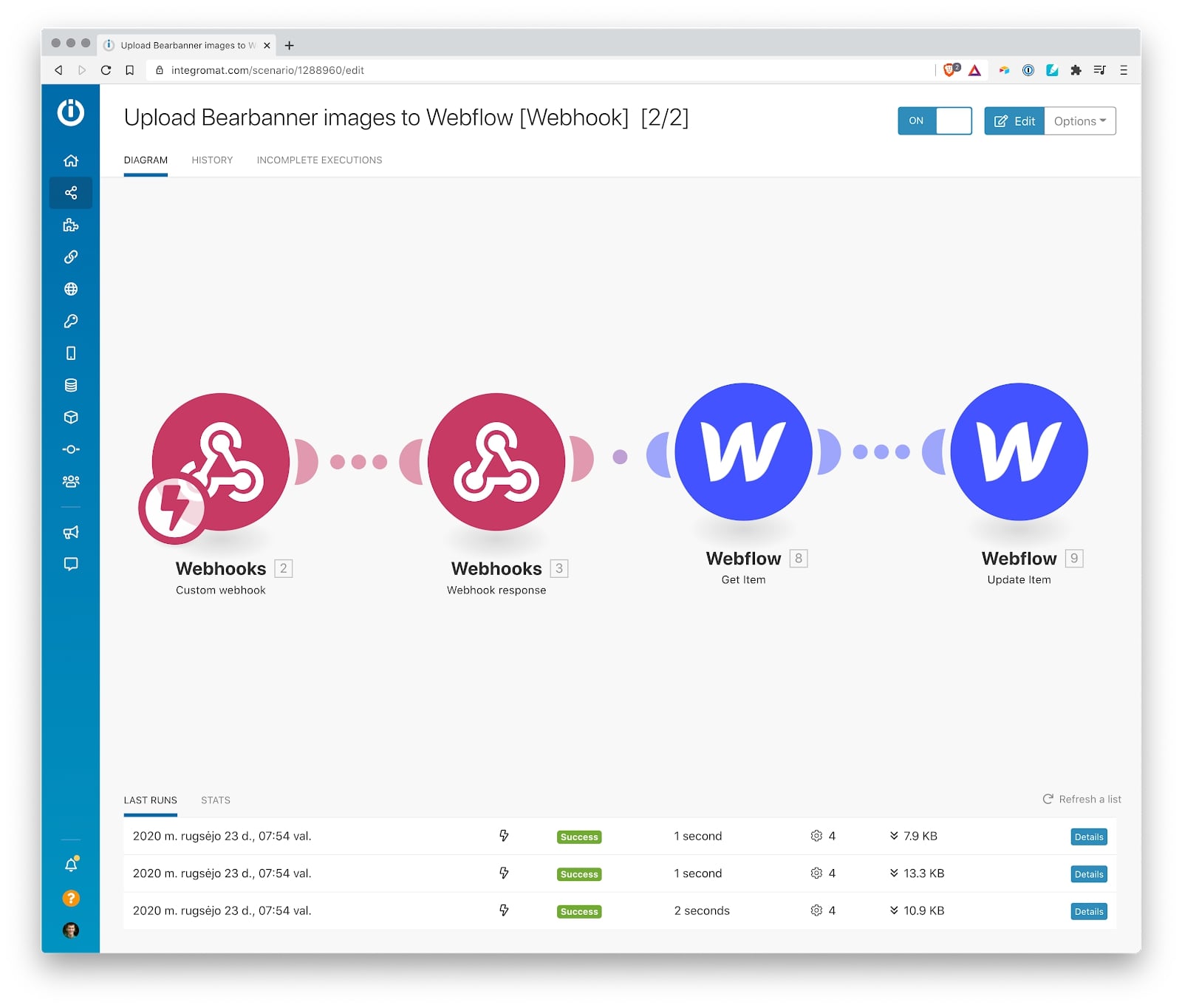 integromat webhook setup