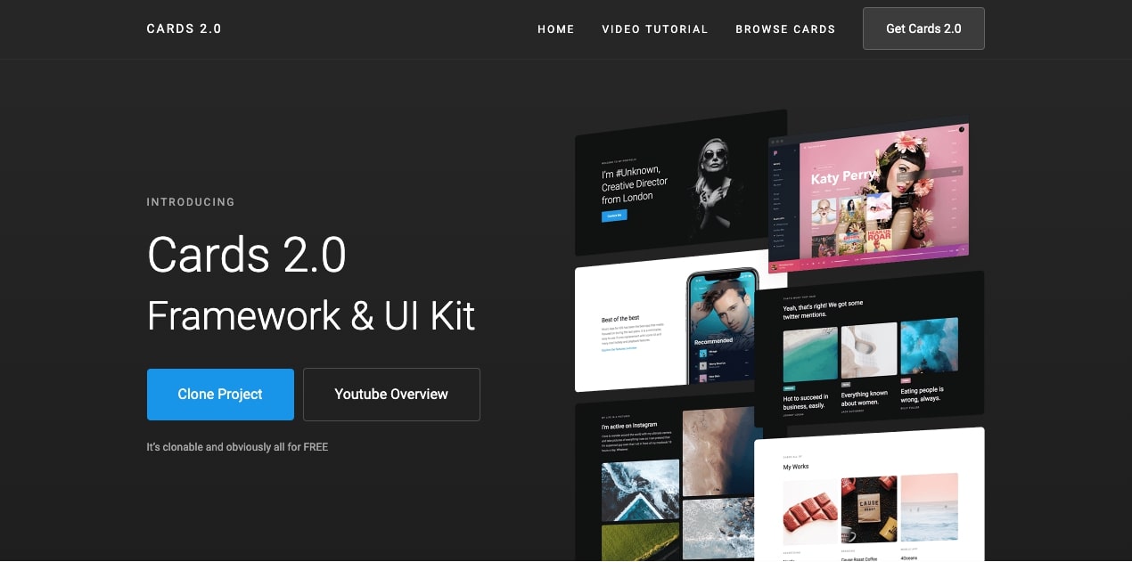 Cards 2.0 Frameworks & UI Kit Webflow