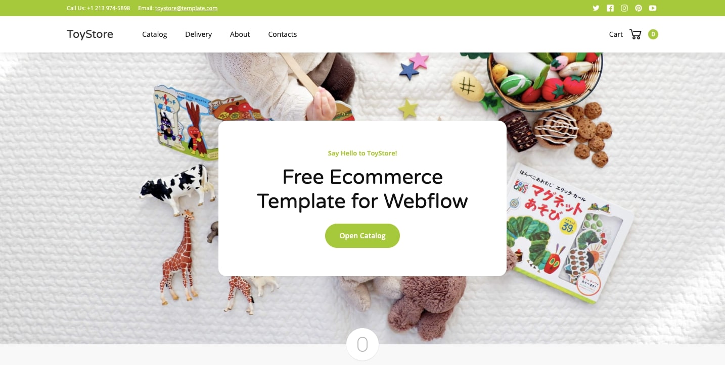 ToyStore Webflow showcase page