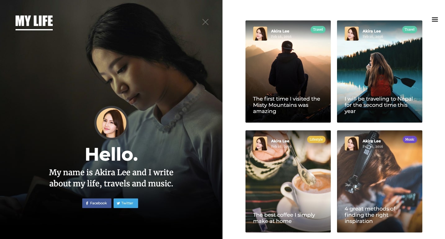 my life website template