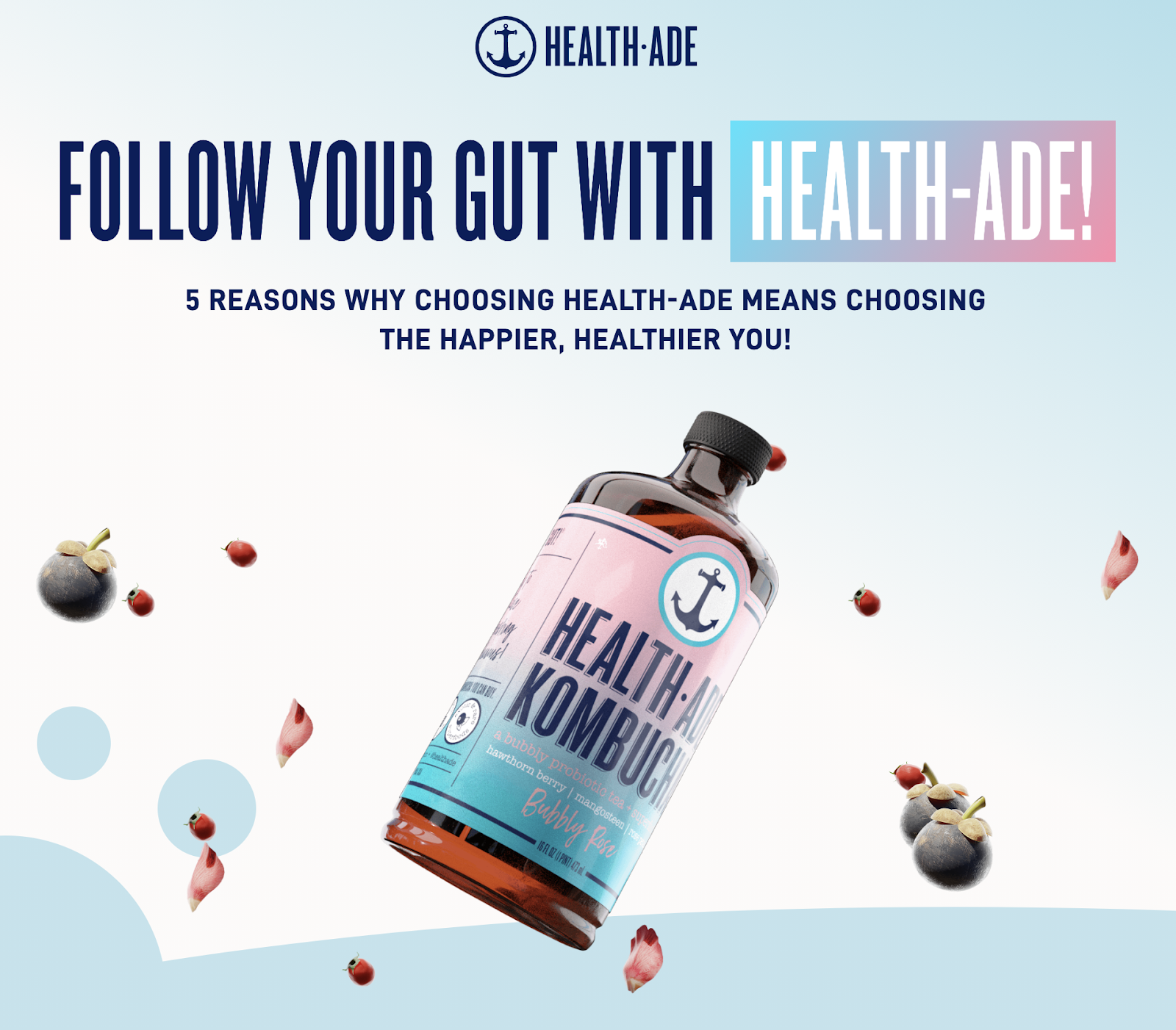 Screenshot from the Health-Ade Kombucha landing page.