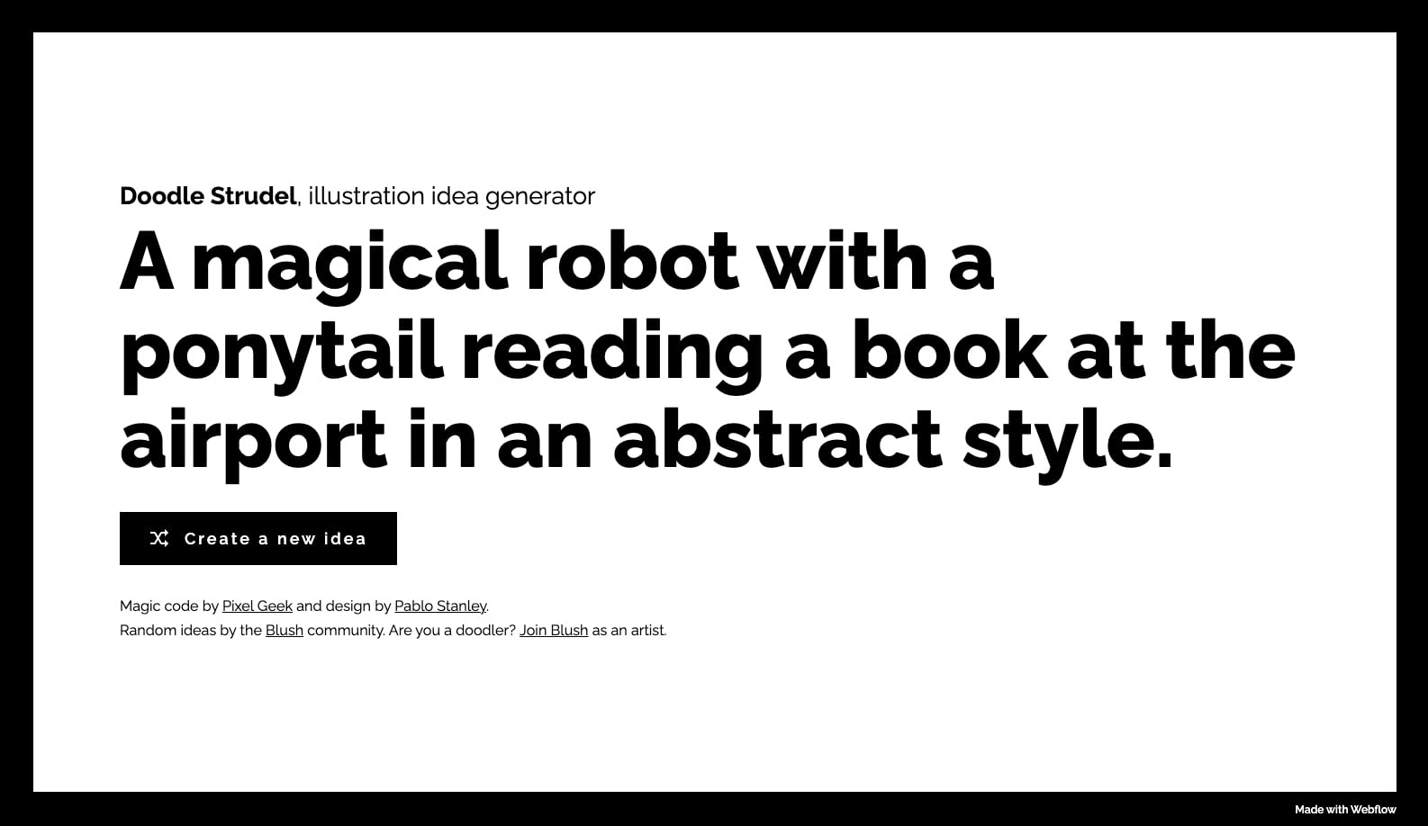 webflow random idea generator
