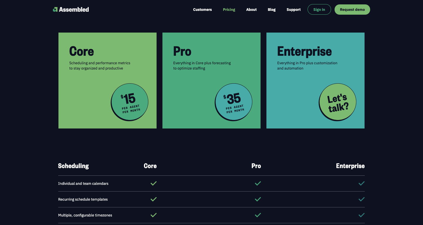 assembled pricing page