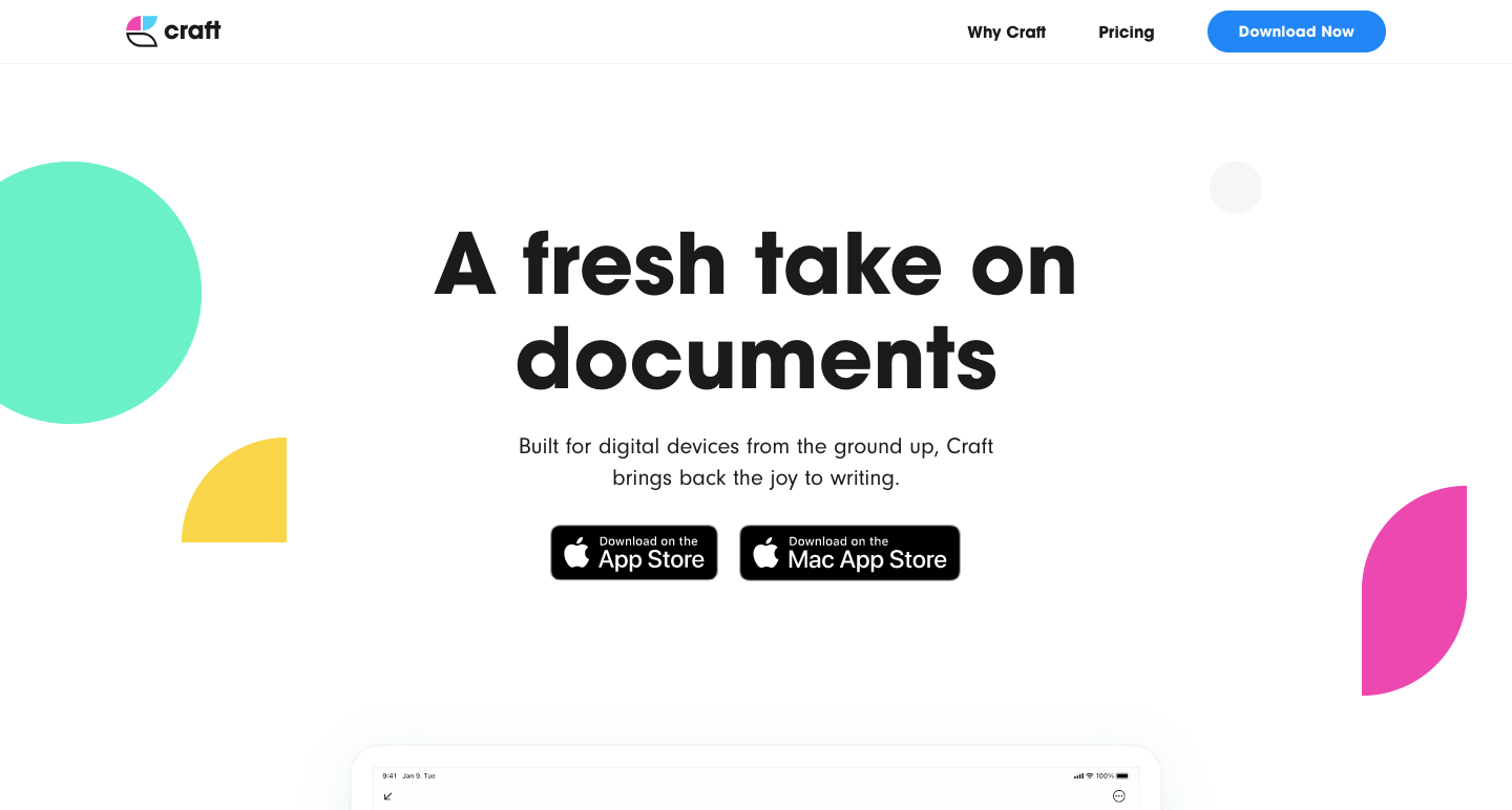 craft website homepage