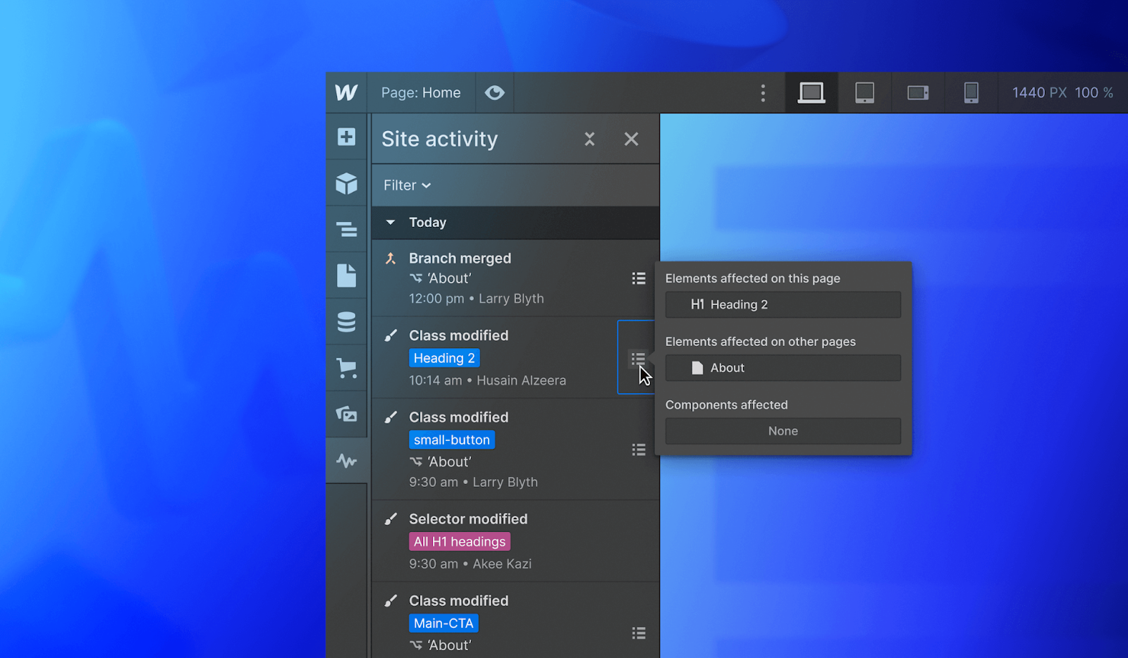 現在您可以直接導航到受類更改影響的元素和頁面。