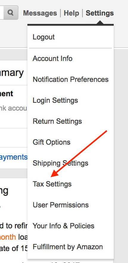 Set up taxes in amazon seller central