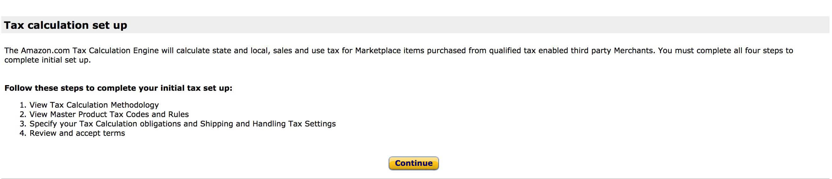 set up taxes in amazon seller central