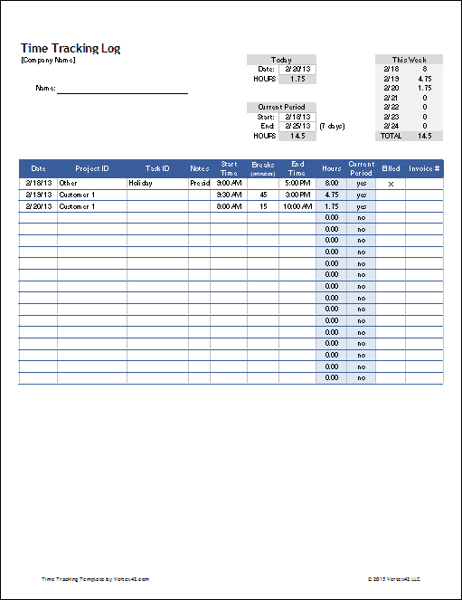 Consultant Time Tracking Log