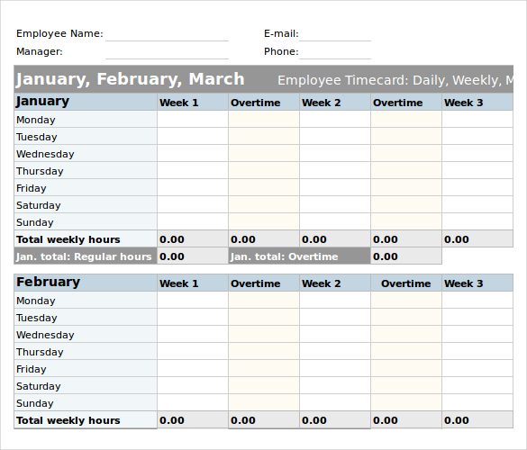 Timesheet Template Example