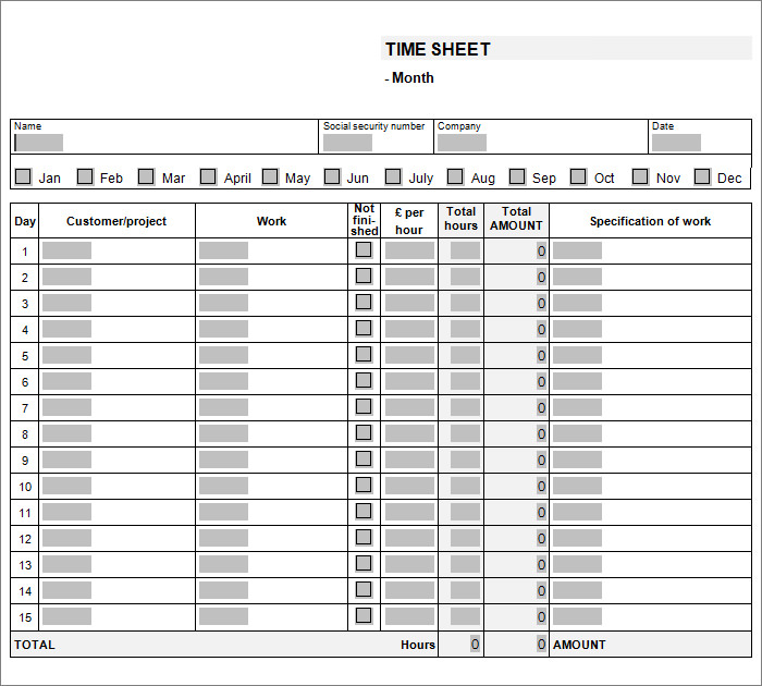 Timesheet Template PDF