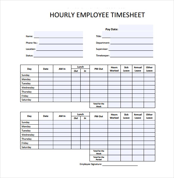 Hourly Timesheet Sample