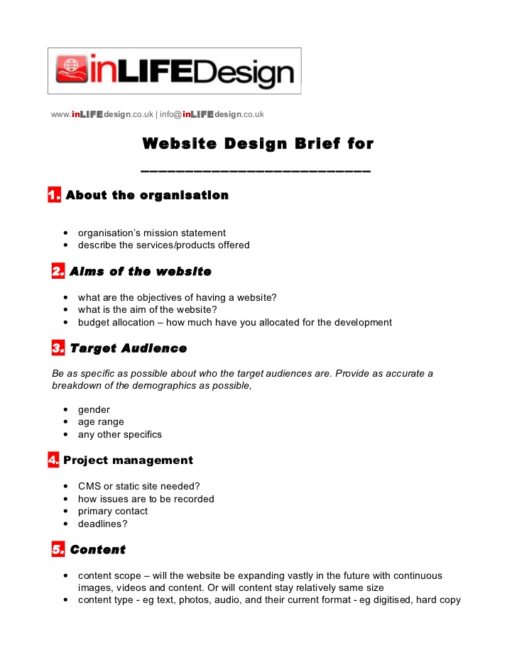 Website Creative Brief Template Sample