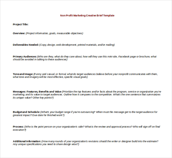 Marketing Brief Template Sample