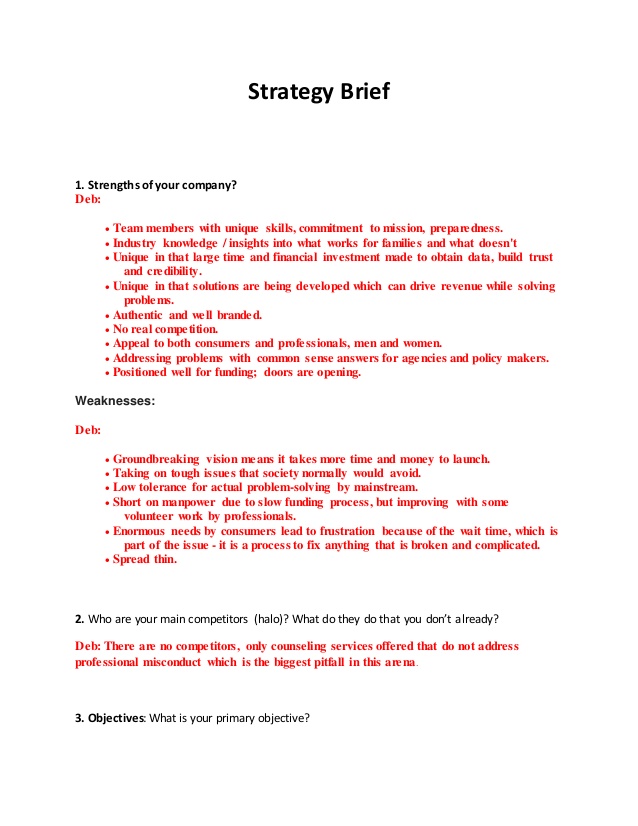 Strategy Brief Template