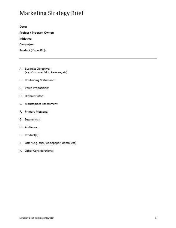 Strategy Brief Template Sample