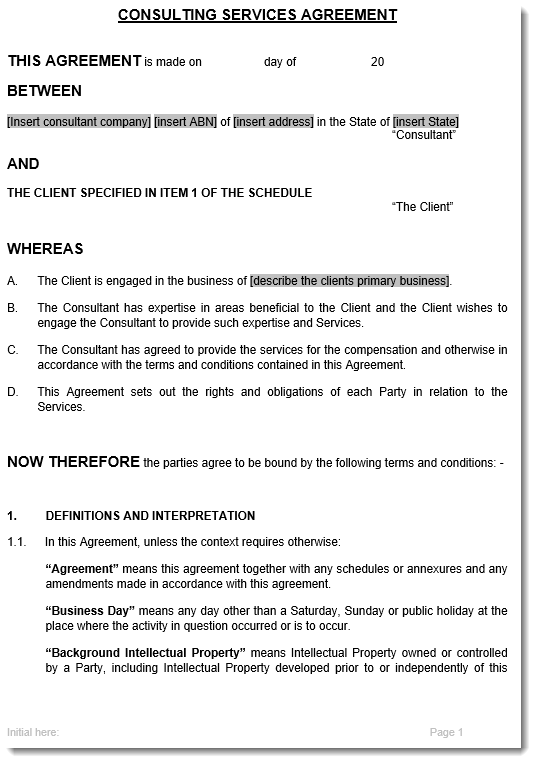Marketing Consultant Agreement Template Example