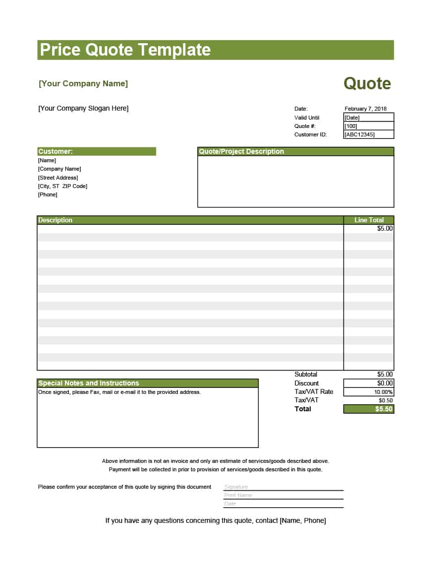 Service Quote Template