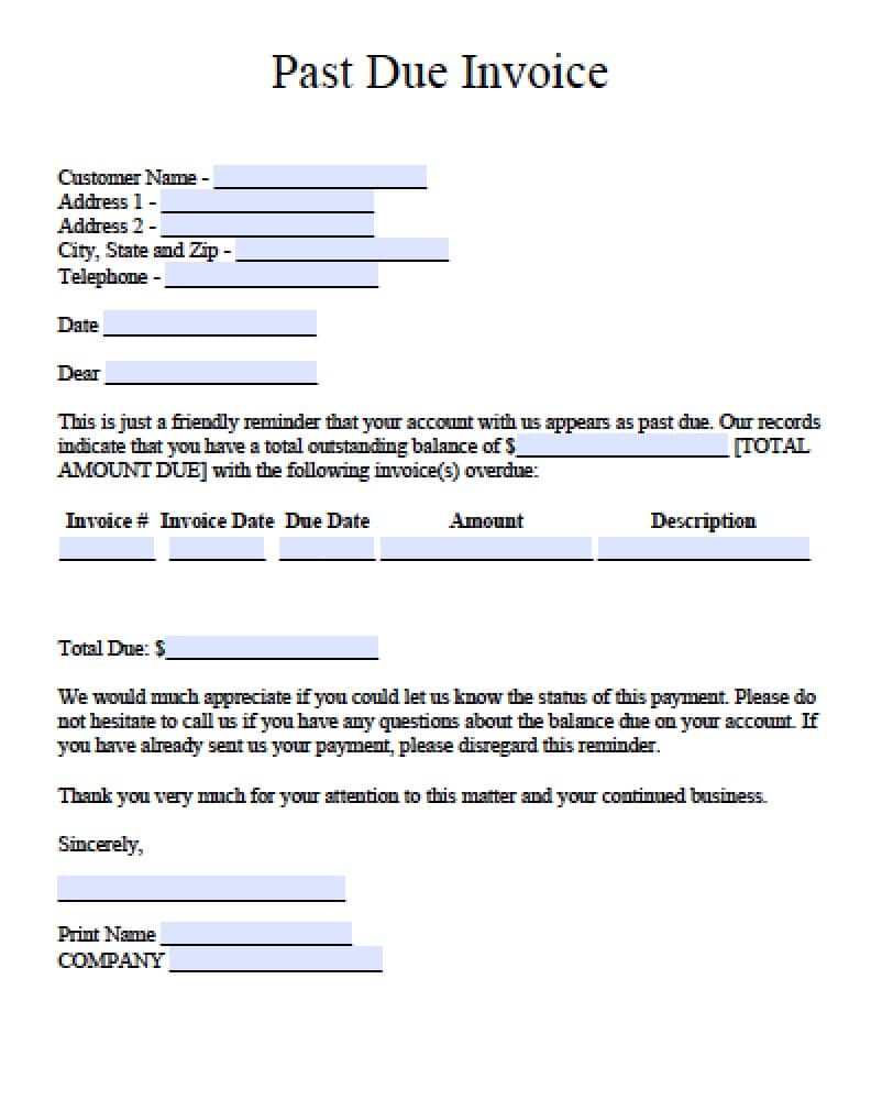 Past Due Invoice Template