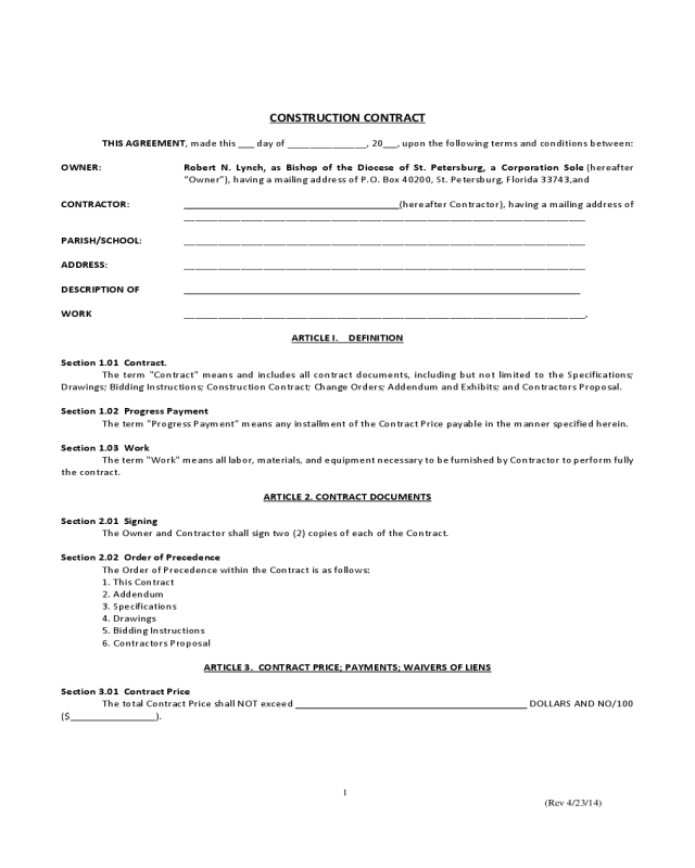 Simple Contract Template Sample
