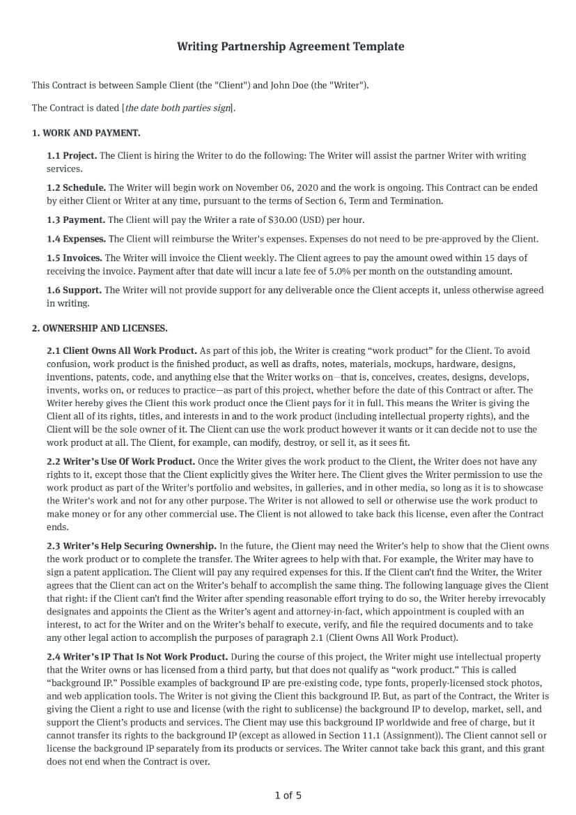 Free Small Business Partnership Agreement Template [Download] - Bonsai